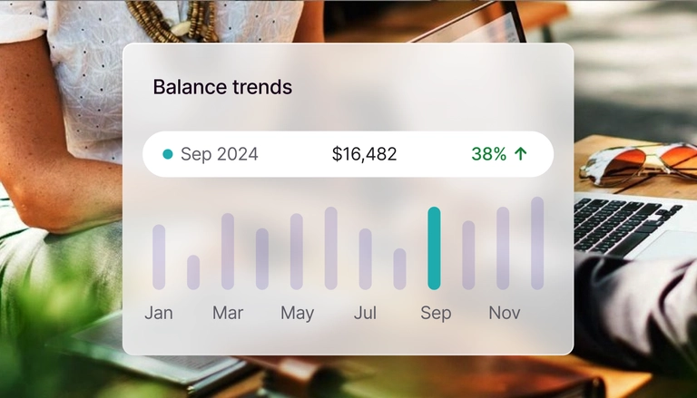Balance trends graph on a background